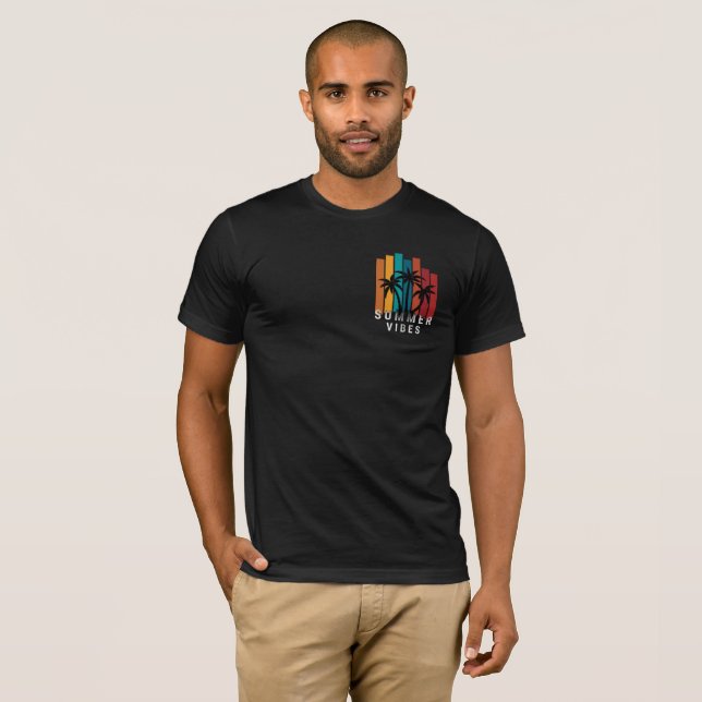 T-shirt noir avec design d'été (Devant entier)
