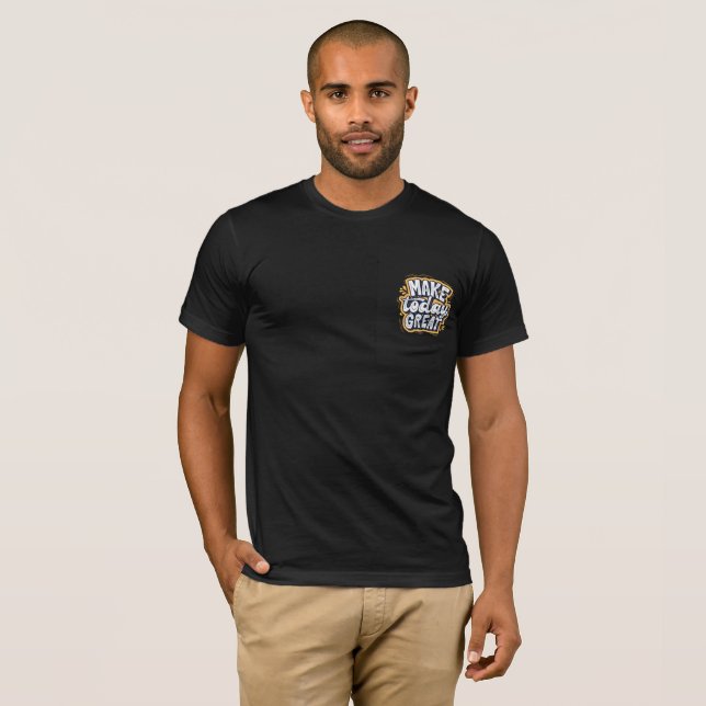 T-shirt noir avec du texte écrit dessus (Devant entier)