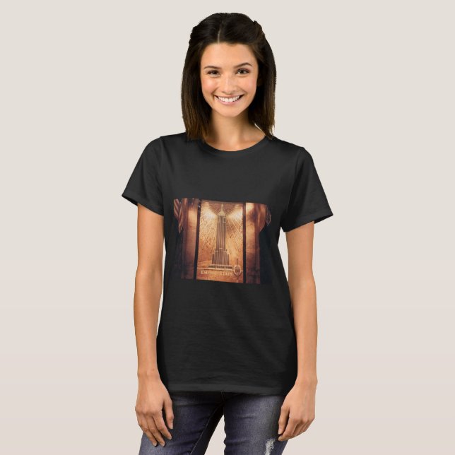 T-shirt noir avec Empire State Building Design (Devant entier)