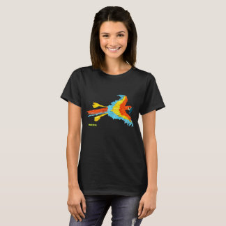 T-shirt noir avec l'ara d'écarlate par le