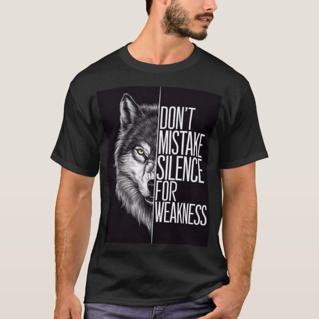 T-shirt noir avec motif de loup (Devant)