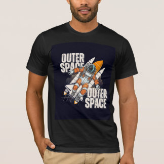 T-Shirt noir avec un motif d'espace 