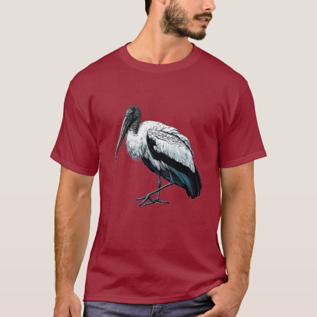 T-shirt noir basique de cigogne (Devant)