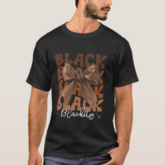 T-shirt Noir Blackity Coquette Coeurs Bow Melanin Africain