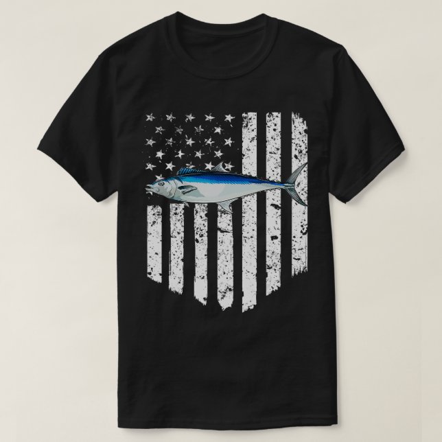 T-shirt Noir Blanc Américain Drapeau Espagnol Maquereau 4e (Design devant)