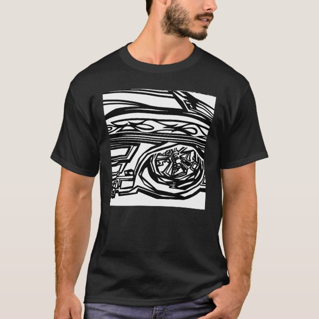 T-shirt noir & blanc avec corvette noir & blanc (Devant)