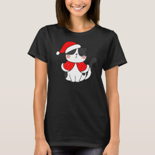 T-shirt Noir Blanc Chat Père Noël Chat Bah humbu