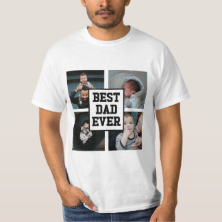 T-shirt Noir Blanc Meilleur Papa Jamais Photo Personnalisé