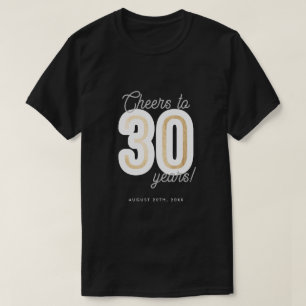 T-shirt Noir & Blanc moderne à 30 ans Anniversaire