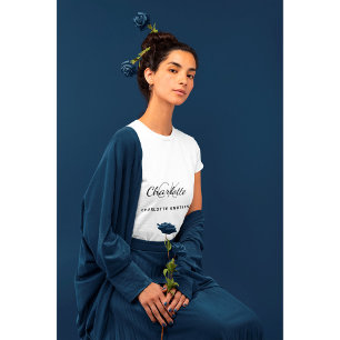 T-shirt Noir blanc monogramme initialise le nom minimalist