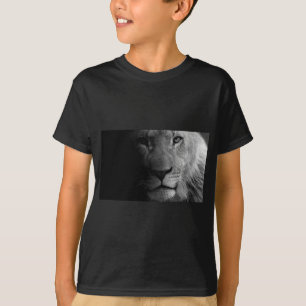 T-shirt Noir Blanc Motivation Leadership Lion Portrait