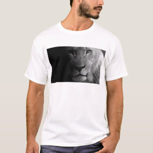 T-shirt Noir Blanc Motivation Leadership Lion Portrait