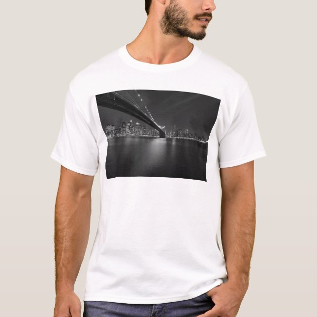 T-shirt Noir blanc New York City Skyline (Devant)