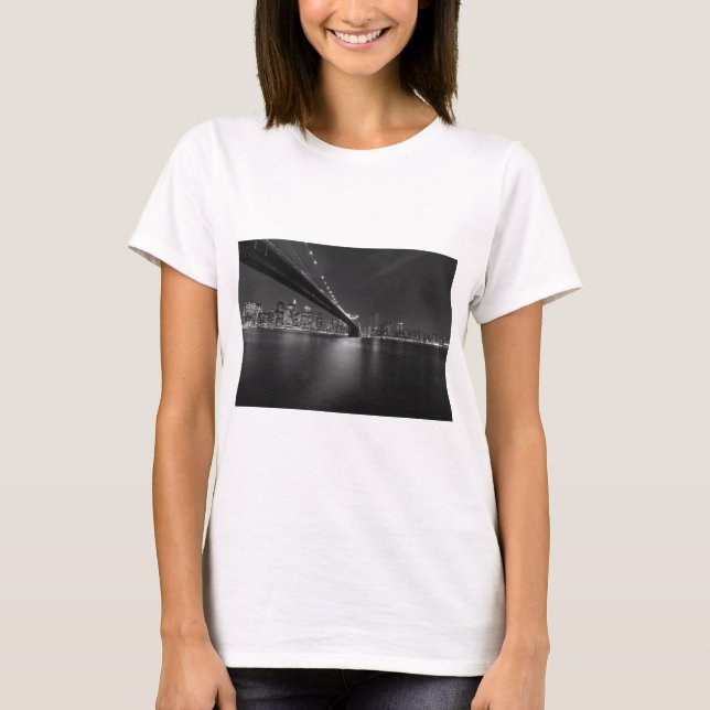 T-shirt Noir blanc New York City Skyline (Devant)