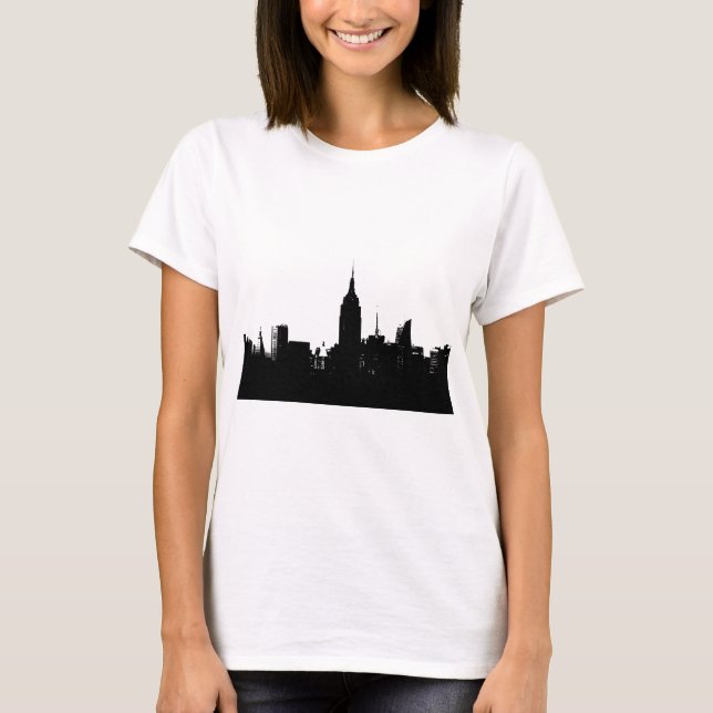 T-shirt Noir blanc New York Silhouette (Devant)