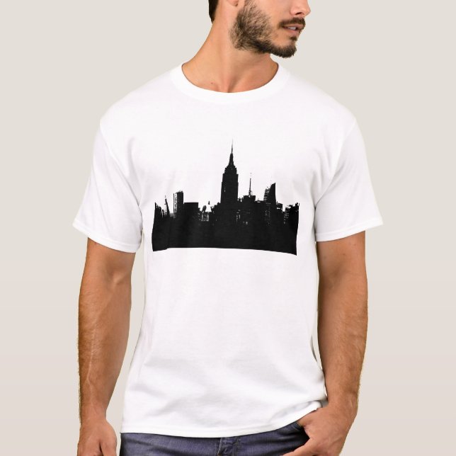 T-shirt Noir blanc New York Silhouette (Devant)