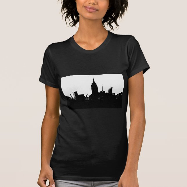 T-shirt Noir blanc New York Silhouette (Devant)