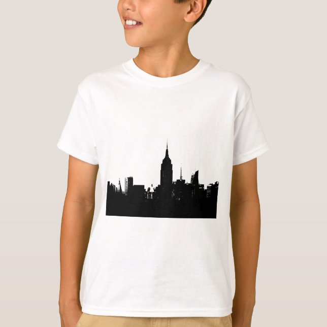 T-shirt Noir blanc New York Silhouette (Devant)