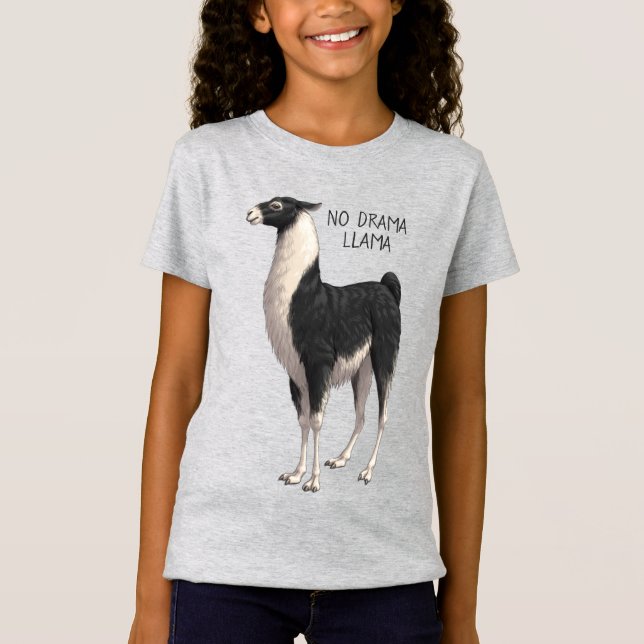 T-Shirt Noir & Blanc Pas de Drama Llama (Devant)