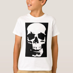 T-shirt Noir & Blanc Pop Art Crâne Cool élégant