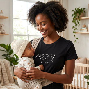 T-shirt noir Cadeau Maman Nouvelle Maman Établie