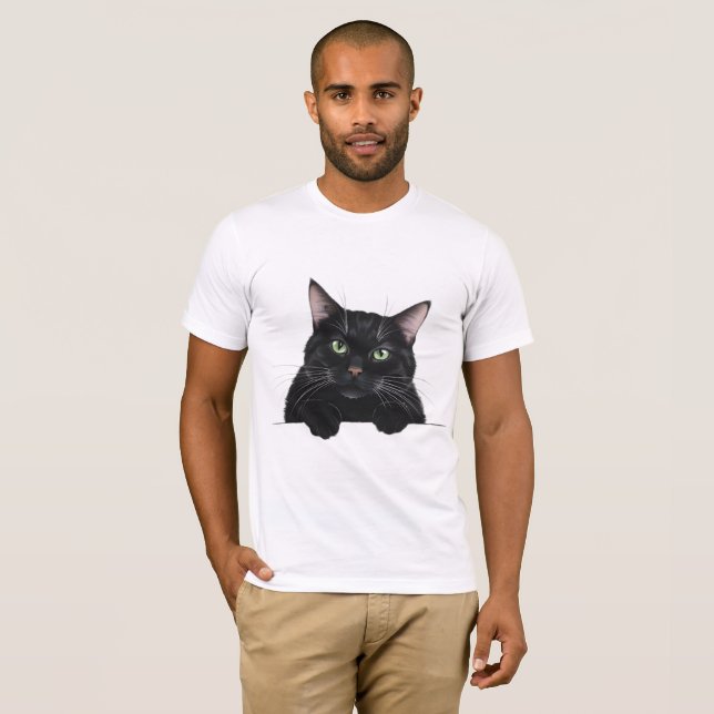 T-shirt noir chat (Devant entier)