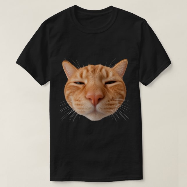 T-shirt noir chat orange drôle (Design devant)