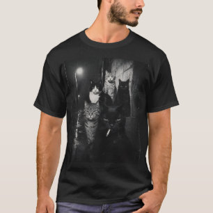 T-shirt noir chats gangsters old school