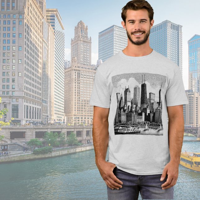 T-shirt noir Chicago (Créateur téléchargé)