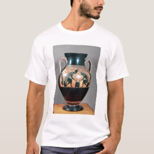 T-shirt Noir-chiffre amphora dépeignant Ajax et Achille,