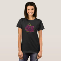 T-shirt noir Citrouille rose d'Halloween