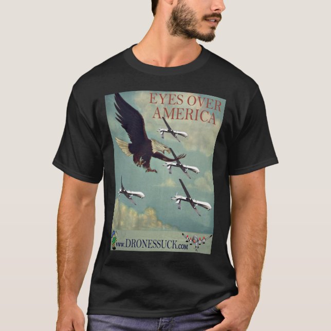 T-shirt noir classique d'Anti-bourdon (Devant)