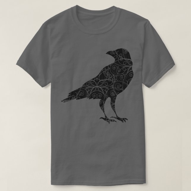 T-shirt Noir Corbeau corbeau oiseau Silhouette (Design devant)