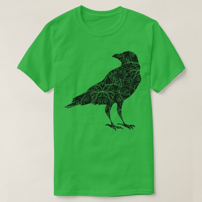T-shirt Noir Corbeau corbeau oiseau Silhouette (Design devant)