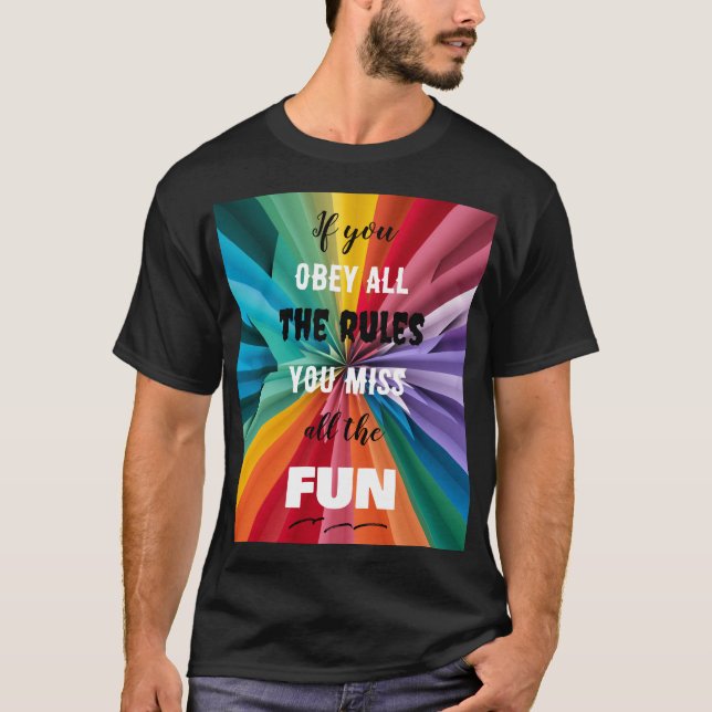T-shirt noir couleur fun (Devant)