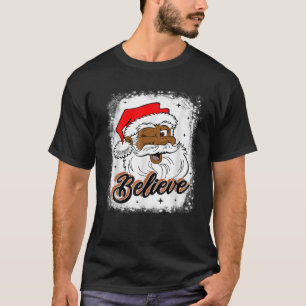 T-shirt Noir Croire Père Noël Africain Américain Père Noël