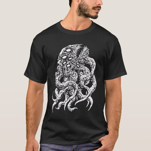 T-shirt noir Cthulhu Creature Ink (Devant)