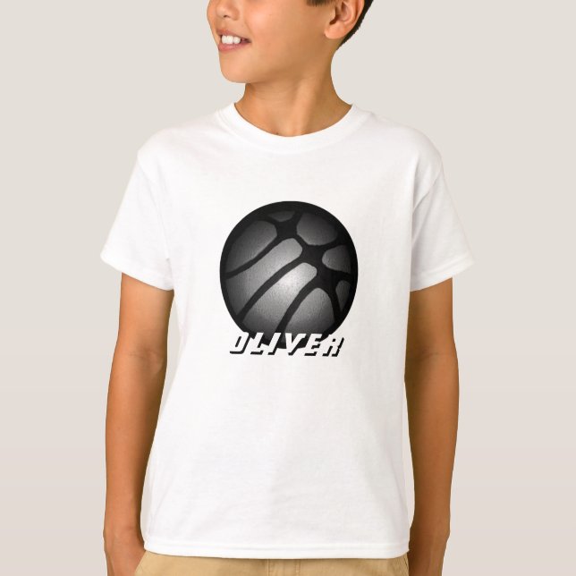 T-shirt noir de basket-ball en argent métallique (Devant)