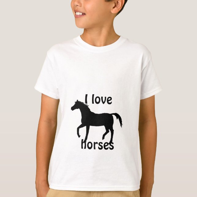 T-shirt noir de childs de cheval (Devant)