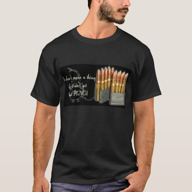 T-shirt Noir de cinglement de M1 Garand (Devant)