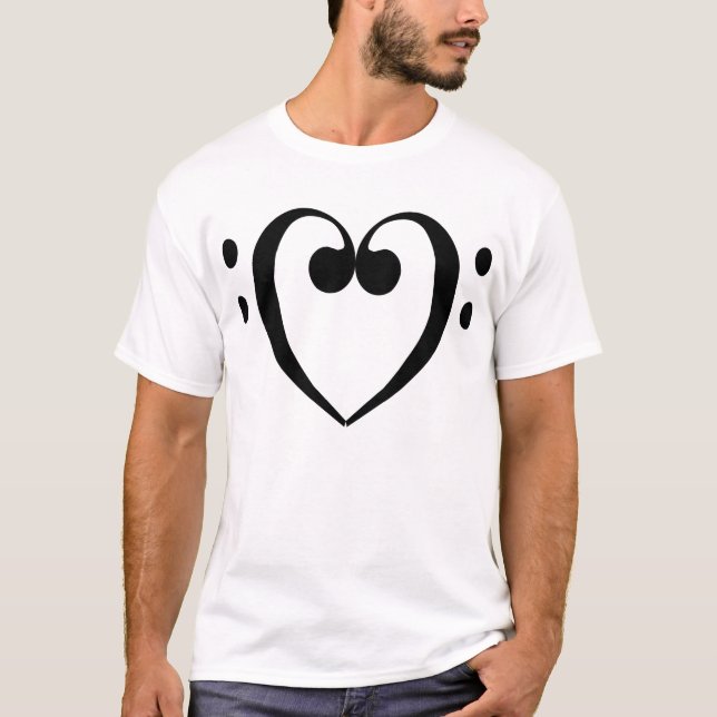 T-shirt (noir) de coeur de clef basse (Devant)