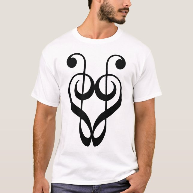 T-shirt (noir) de coeur de clef triple (Devant)