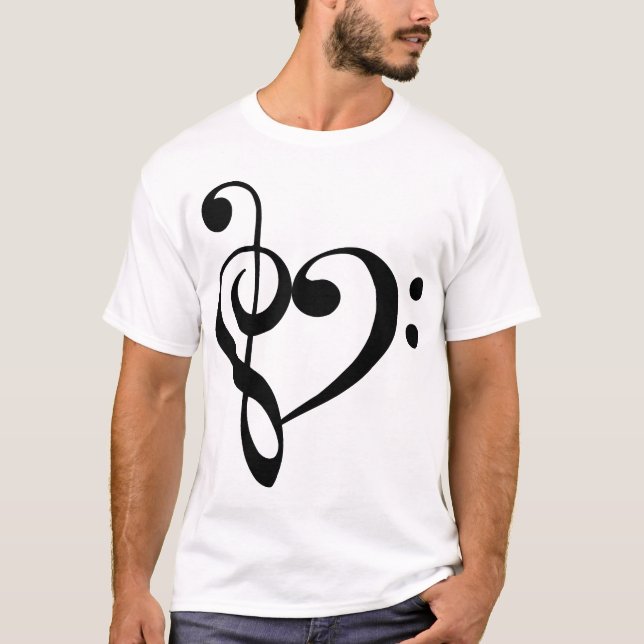 T-shirt (noir) de coeur de clefs triples et basses (Devant)
