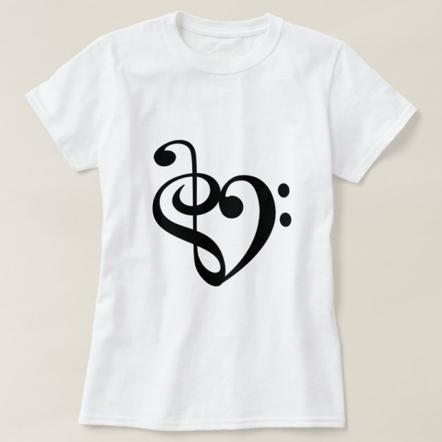 T-shirt Noir de coeur de musique dans la forme de coeur (Design devant)