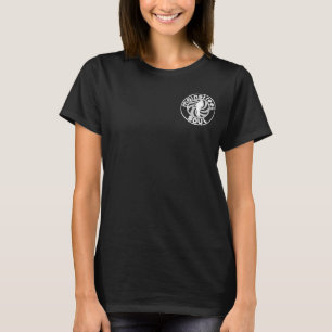 T-shirt noir de dames avec le logo blanc