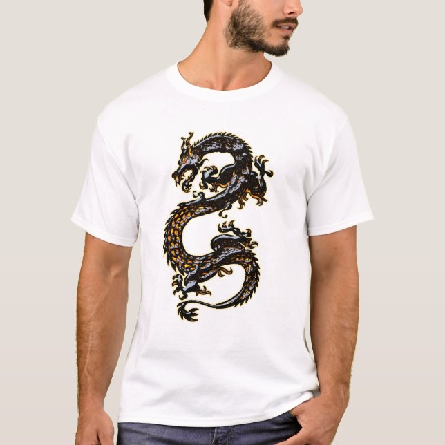 T-shirt noir de dragon (Devant)