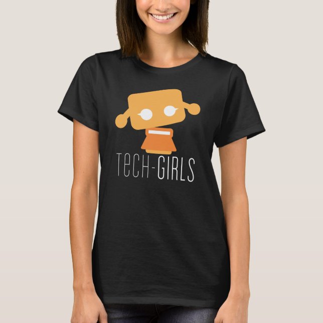 T-shirt noir de filles de technologie avec le (Devant)