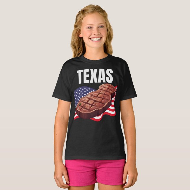 T-shirt noir de la fille du Texas (Devant entier)