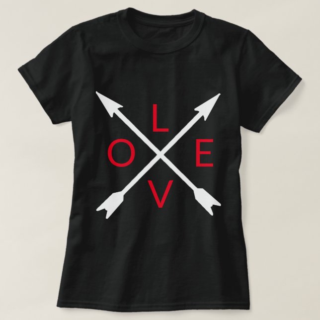 T-shirt noir de la flèche d'amour (Design devant)