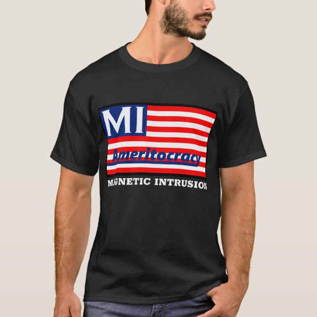 T-shirt noir de logo d'Ameritocracy (Devant)